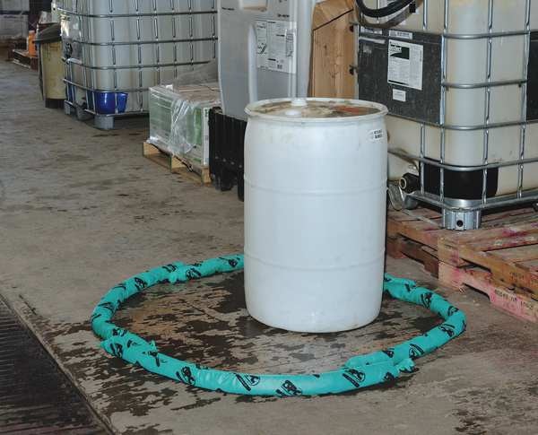 Sorbents, 12 gal/pk; 1 gal/sock, Harsh Chemicals Absorbed, Green, Polypropylene, 12 PK