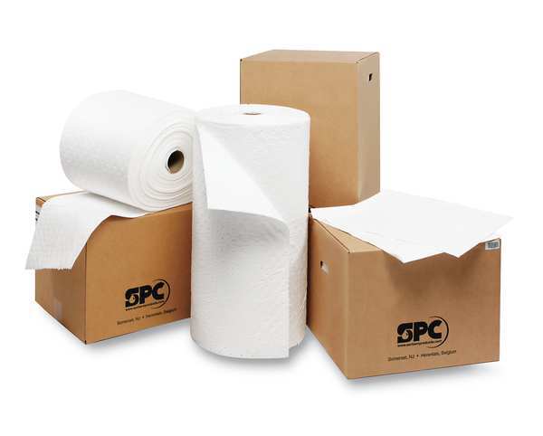 Sorbents, 38 gal/pk, Oil Absorbed, White, Polypropylene
