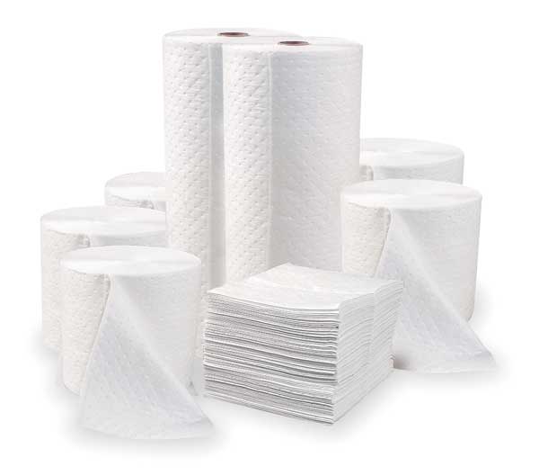 Sorbents, 26 gal/pk, 33 oz/pad, Oil Absorbed, White, Polypropylene, 100 PK