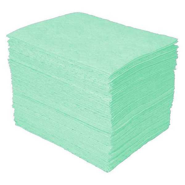 Sorbents, 20.5 gal. Harsh Chemicals Absorbed, Green, Polypropylene, 100 PK