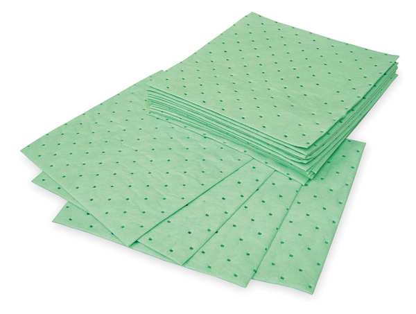 Sorbents, 20.5 gal. Harsh Chemicals Absorbed, Green, Polypropylene, 100 PK