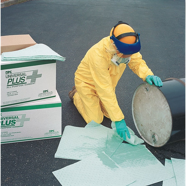Sorbents, 20.5 gal. Harsh Chemicals Absorbed, Green, Polypropylene, 100 PK