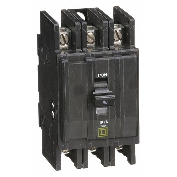 Miniature Circuit Breaker, 60 A, 120/240V AC, 3 Pole, Surface/DIN Rail Mounting Style, QOU Series