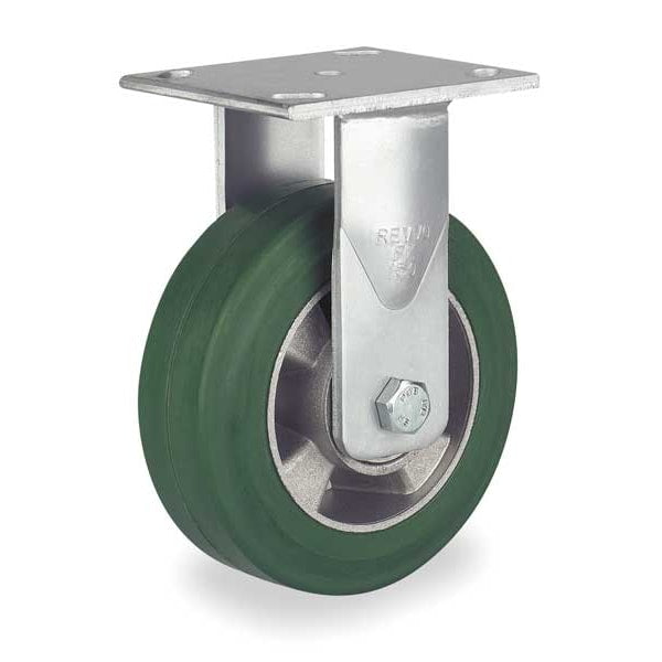 Plate Caster, Rigid, Rubber, 8 in., 880 lb.