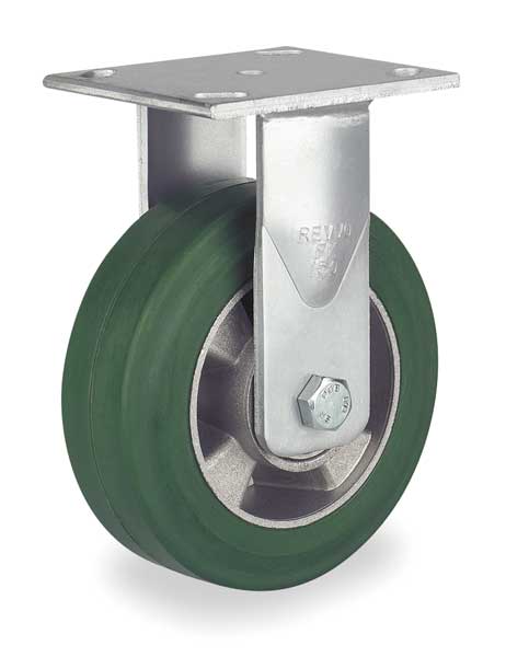 Plate Caster, Rigid, Rubber, 6 in., 660 lb.