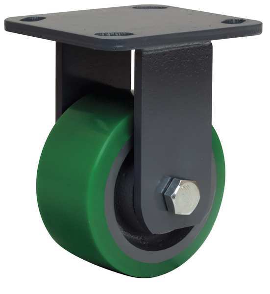 Plte Caster, Rgd, Poly, 4 in., 750 lb., Green
