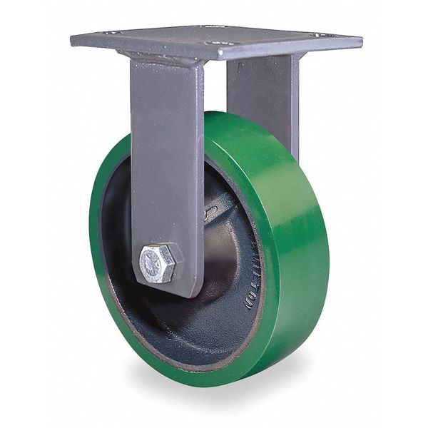 Plte Caster, Rgd, Poly, 4 in., 750 lb., Green
