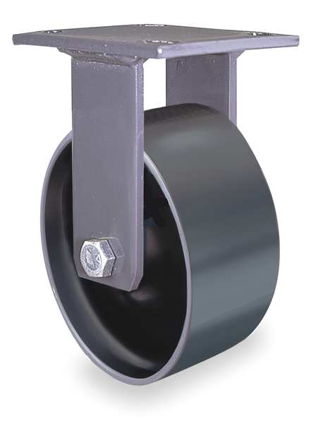 Plte Caster, Rgd, Forged Stel, 6 in, 2000 lb