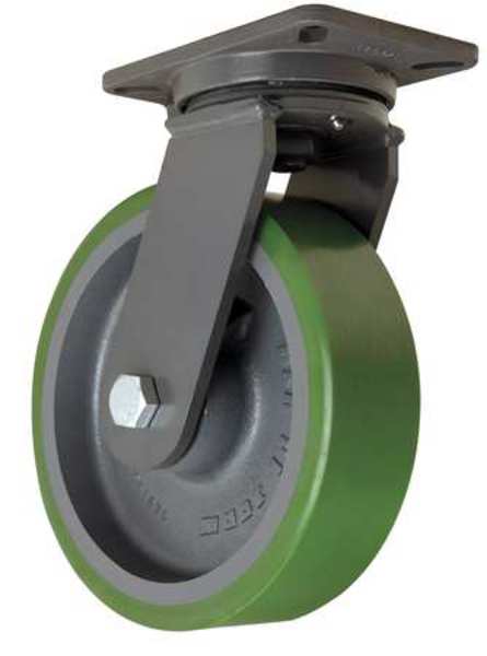 Plate Caster, Swivel, Poly, 10 in., 3000 lb.