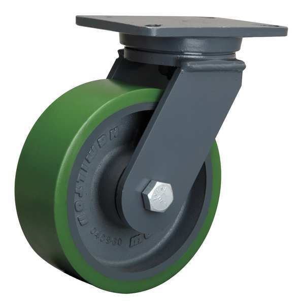 Plate Caster, Swivel, Poly, 10 in., 3000 lb.