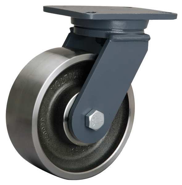 Plate Caster, Swivel, Forged Steel, 8 in, 4000 lb