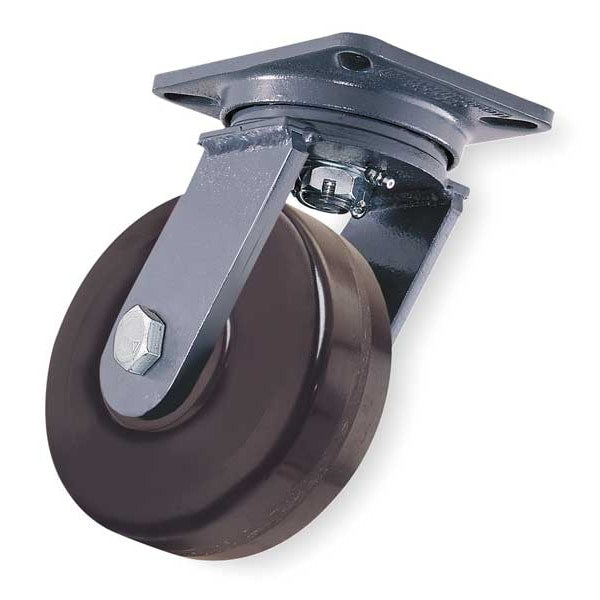 Plate Caster, Swivel, Phenolic, 6 in., 2000 lb, A