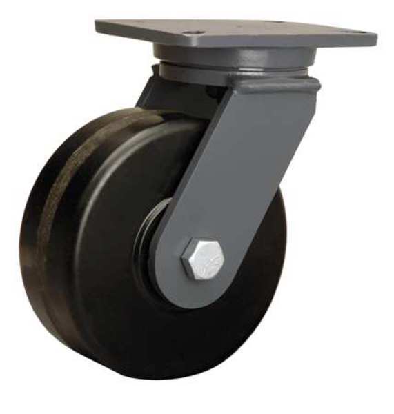 Plate Caster, Swivel, Phenolic, 8 in., 3000 lb.