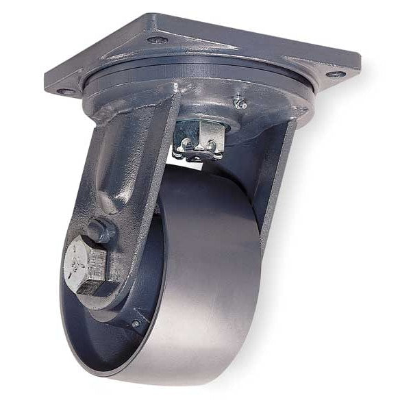Plate Caster, Swivel, Forged Steel, 8 in, 14,000 lb, D