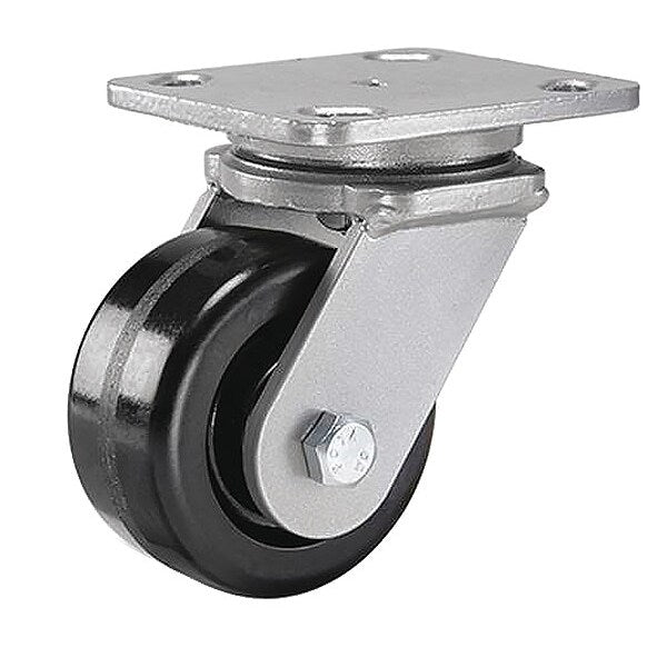 Plate Caster, Swivel, Phenolic, 4 in., 800 lb, B