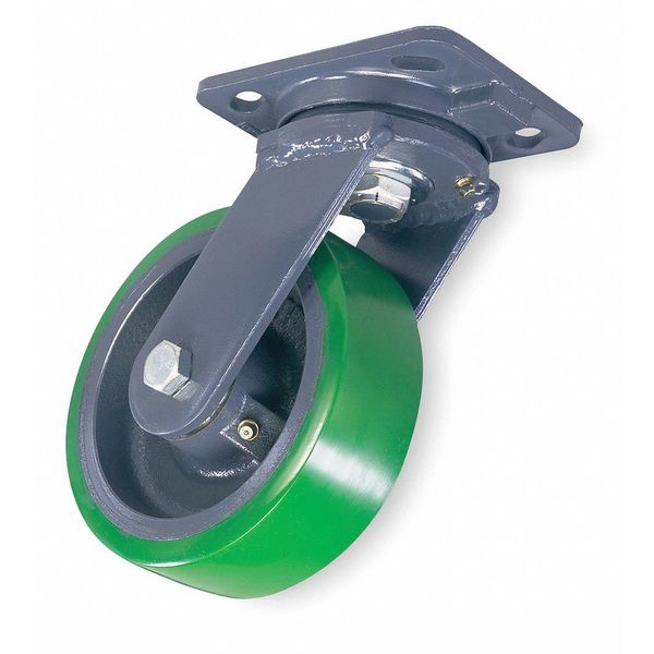 Plate Caster, Swivel, Poly, 6 in., 1250 lb.