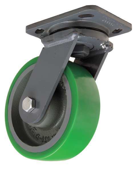 Plate Caster, Swivel, Poly, 6 in., 1250 lb.