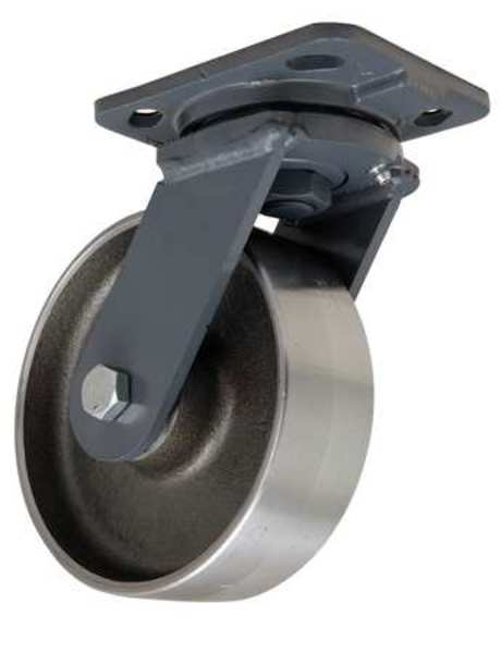 Plate Caster, Swivel, Forged Steel, 6 in, 2000 lb, B