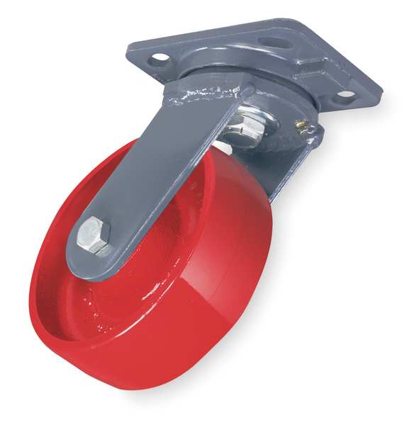 Plate Caster, Swivel, Cast Iron, 4 in, 1000 lb, B