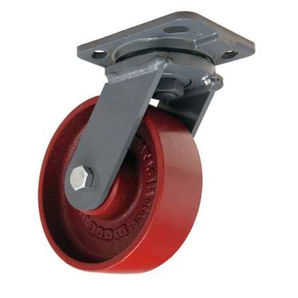 Plate Caster, Swivel, Cast Iron, 6 in., 1400 lb, Rd