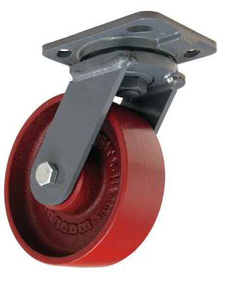 Plate Caster, Swivel, Cast Iron, 6 in., 1400 lb, B