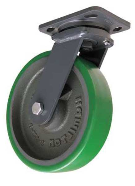 Plate Caster, Swivel, Polypropyln, 8 in, 1500 lb