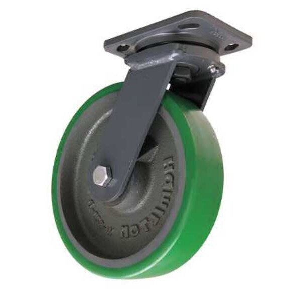 Plate Caster, Swivel, Poly, 8 in., 1550 lb.