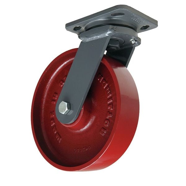 Plate Caster, Swivel, Cast Iron, 8 in., 1500 lb., B