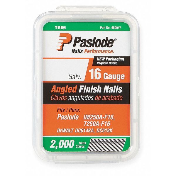 Collated Finishing Nail, 1-1/4 in L, 16 ga, Zinc Galvanized, T-Head Head, 20 Degrees, 2000 PK