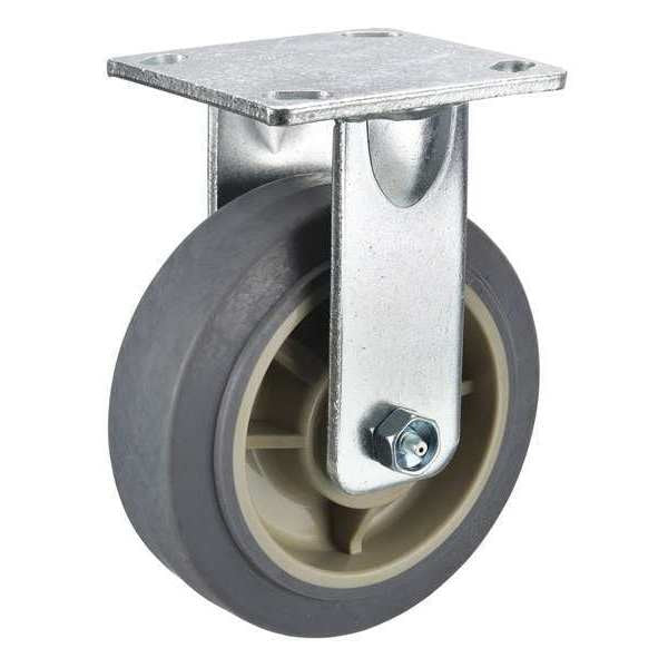 Rigid Plate Caster, TPR, 6 in., 600 lb.
