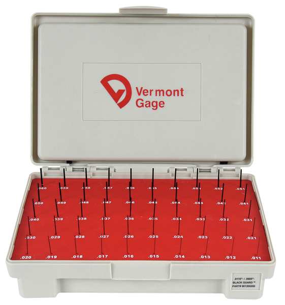 Pin Gage Set, Minus, 0.011-0.060 In, Black