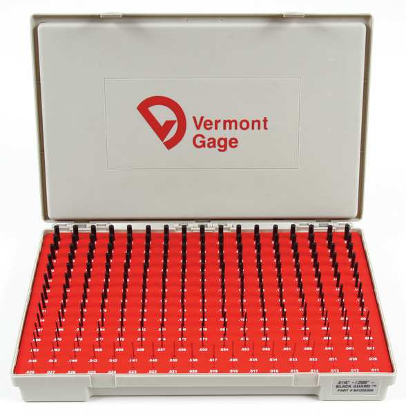 Pin Gage Set, Minus, 0.011-0.250 In, Black