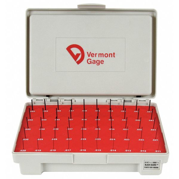 Pin Gage Set, Plus, 0.011-0.060 In, Black