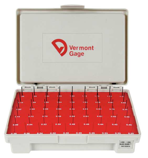 Pin Gage Set, Minus, 0.20-1.28mm, Black