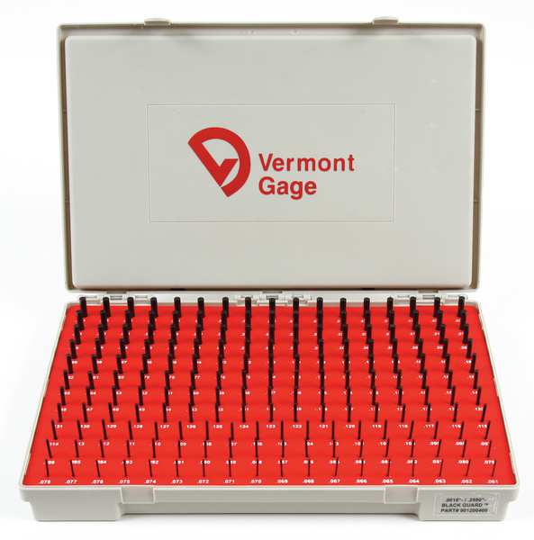 Pin Gage Set, Minus, 0.061-0.250 In, Black