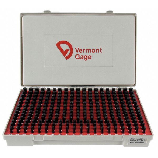Pin Gage Set, Minus, 0.251-0.500 In, Black