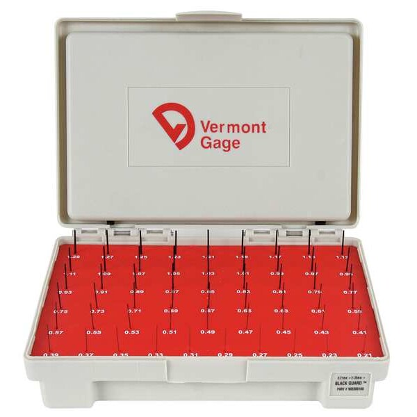 Pin Gage Set, Plus, 0.21-1.29mm, Black