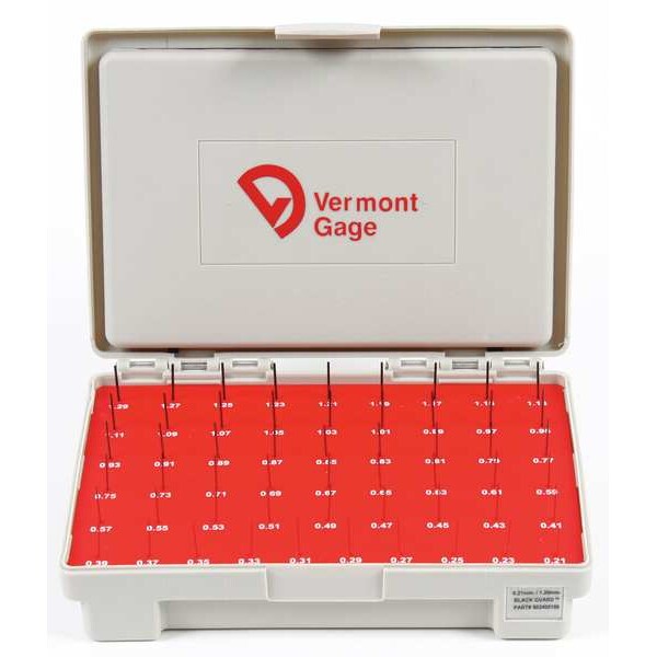Pin Gage Set, Minus, 0.21-1.29mm, Black