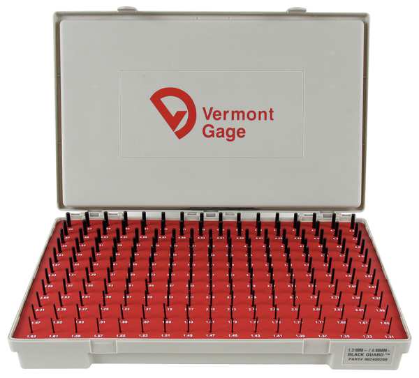 Pin Gage Set, Minus, 1.31-4.99mm, Black