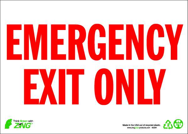 Sign, Emergency EXit Only, 10X14