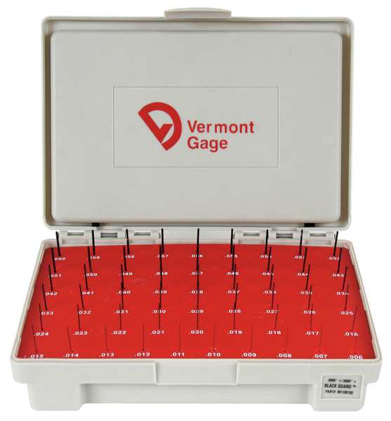 Pin Gage Set, Plus, 0.006-0.060 In, Black