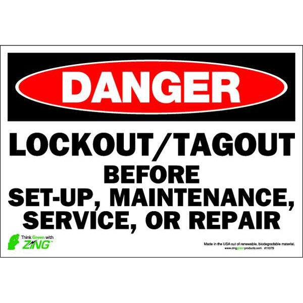 Danger Sign, 7 in Height, 10 in Width, Polyester, Rectangle, English