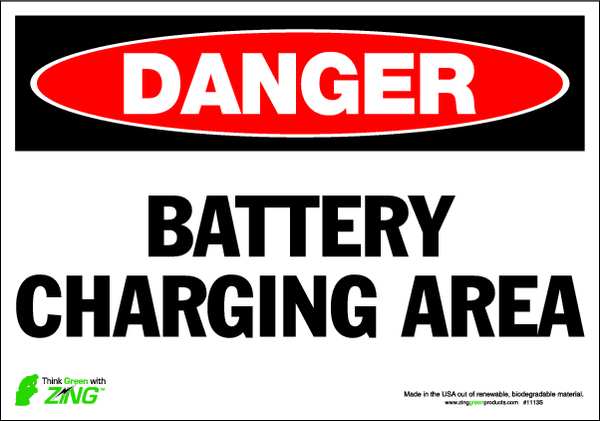 DANGER Sign, Battery Charging Area, ADH