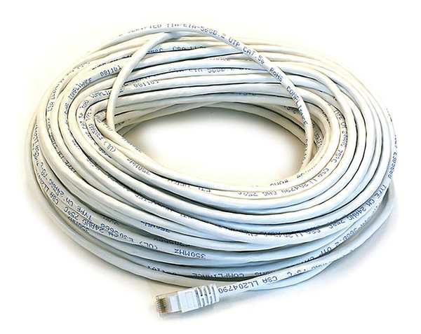 Ethernet Cable, Cat 5e, White, 100 ft.