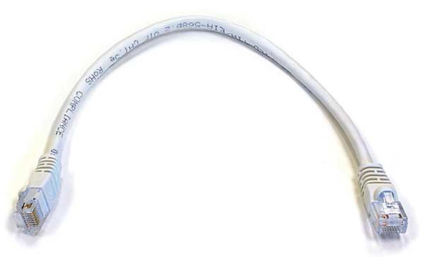 Ethernet Cable, Cat 6, White, 1 ft.