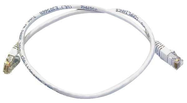 Ethernet Cable, Cat 6, White, 2 ft.