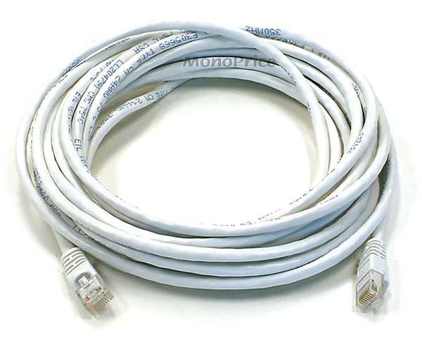 Ethernet Cable, Cat 6, White, 20 ft.