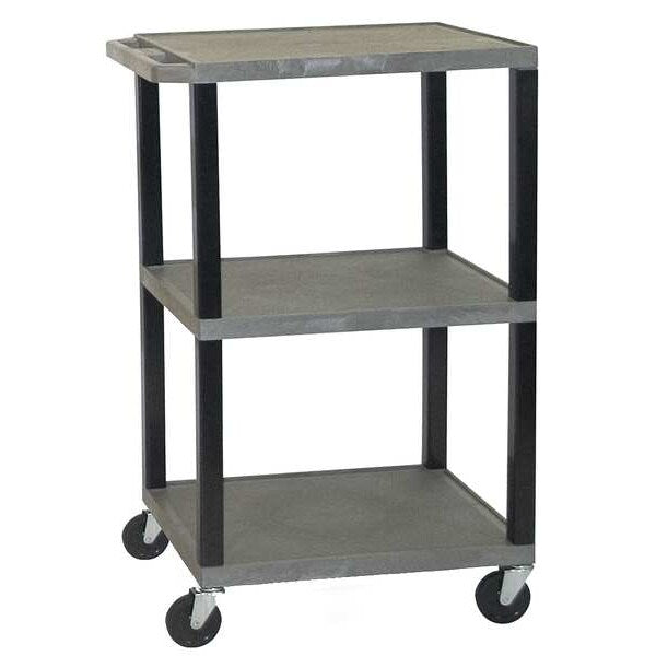 Polyethylene Utility Cart with Lipped Plastic Shelves, Flat, 3 Shelves, 400 lb