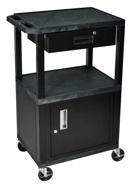 Audio-Visual Cart, 200 lb., Black, 24 In. L