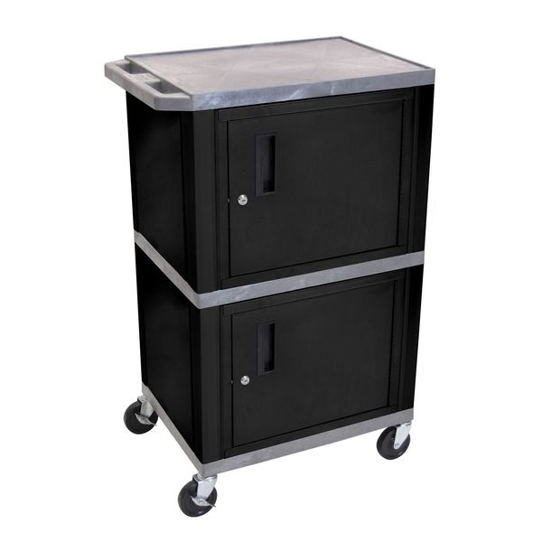 Audio-Visual Cart, 200 lb., Gray, 24 In. L
